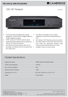 Cambridge Audio CXC - Technical Specificationss 